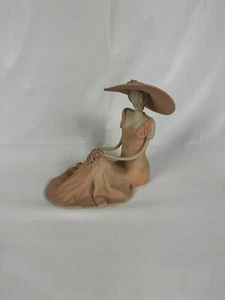 Vintage Handcrafted Clay Figure Lady Flowers Hat Barbara Jean 218 Aus Rare - Picture 1 of 9