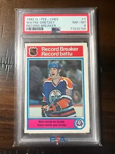 1982 O-PEE-CHEE #1 WAYNE GRETZKY RECORD BREAKER EDMONTON OILERS PSA NM-MT 8 - Picture 1 of 2