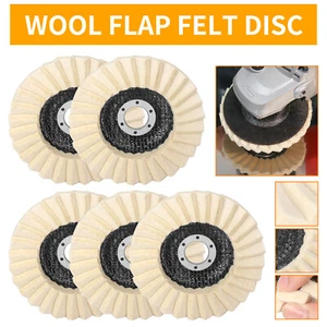 5Pcs 125mm Flap Wool Flap Felt Disc Wheel Polishing Buffing F Wood Angel Grinder - Picture 1 of 8