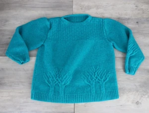VINTAGE Youth Girls Size 10-12 Knit Pull Over Crew Neck Sweater Teal Blue - Picture 1 of 5
