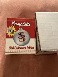 Campbell's Vintage Collectors Christmas Ornament Blue Bulb Snowman Soup - Picture 1 of 5