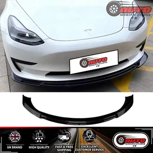 Tesla Model 3 Front Bumper Lip Splitter Spoiler Gloss Black 2017-2024 - Picture 1 of 9