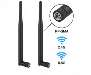 2x WIFI WLAN Antenne 5dBi DualBand 2.4G5G RP-SMA für ASUS MSI Gigabyte Router PC - Bild 1 von 2