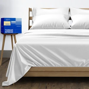 100% Pure Egyptian Cotton Sheets Queen Size - 1000 High Thread Count Sheets Quee - Picture 1 of 7