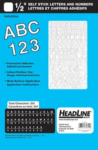 Headline Sign 31812 Stick-On Vinyl Letters and Numbers, White, 1/2-Inch, Made in - Picture 1 of 12