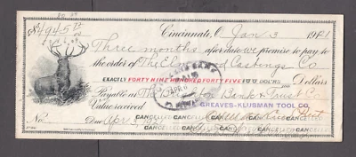 $4945. ELMWOOK CASHING CO. GREAVES-KLUSMAN TOOL CHECK R240 ON REVERSE B1528 F - Image 1 of 3