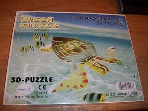 Oceans Creature Green Turtle 3D Puzzle Wood Craft Construction Kit #C1223 NEW - Picture 1 of 6