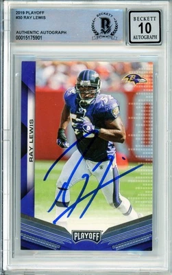 2019 Panini Playoff #30 Ray Lewis Baltimore Ravens BGS Autograph 10 - Image 1 of 2