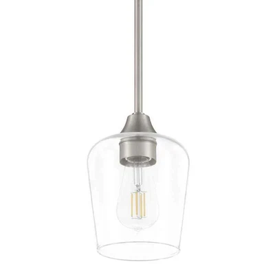 Hampton Bay Pavlen 5.5 inch Brushed Nickel Mini Pendant w/Clear Glass Shade Foto 1 de 4