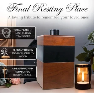 Memorash Holzurne für Erwachsene in Nussbaum mit Kerze oben - Bild 1 von 3