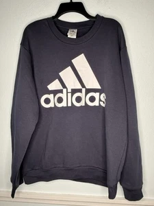 Adidas Mens Large Pullover Crewneck Sweatshirt New NWT Classic Big Logo Navy - Picture 1 of 4