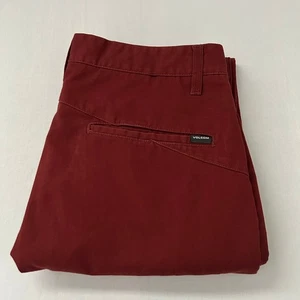 Pantalone chino uomo Volcom 33x32 rosso marrone casual moderno slim vestibilità dritta - Foto 1 di 10