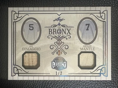 2025 Leaf A Bronx Legacy The Bronx 2 Joe DiMaggio Mickey Mantle 1/2 Bat  - Image 1 of 2