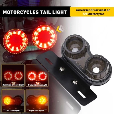 Luz trasera LED integrada para motocicleta doble señal de giro freno matrícula lámpara Foto 1 de 4