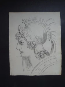 DUTCH NEOCLASSICAL SCHOOL 1844 - STUDY CLASSICAL WARRIOR - FINE CHARCOAL - Picture 1 of 11