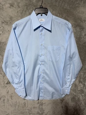 Camisa de vestir Brioni para hombre 16 azul manga larga 100 % algodón hecha en Italia Foto 1 de 4