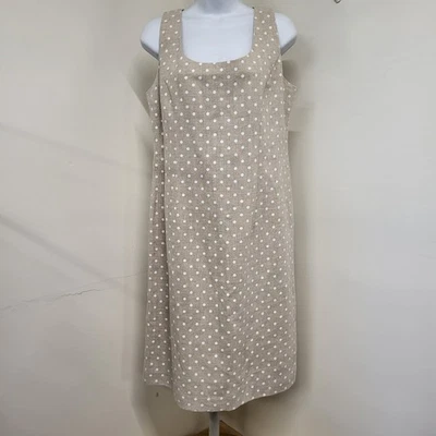 Vestido Jessica Howard Shealth para mujer talla 10 natural blanco lino forrado a lunares   Foto 1 de 4