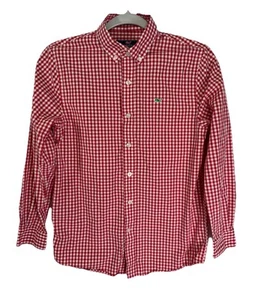 Vineyard Vines Whale Shirt Boys Medium 12-14 Red Gingham Green Whale Button Up - Picture 1 of 8