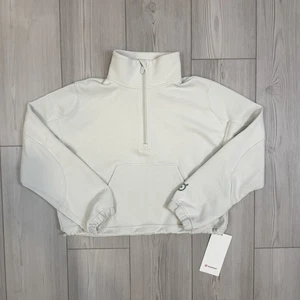 Neu mit Etikett lululemon x Peloton Größe 6 angeraut weich extrem halber Reißverschluss knochenfarben Pullover - Bild 1 von 13
