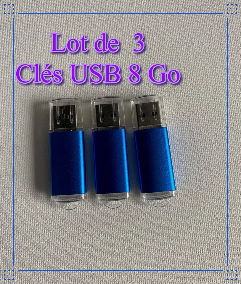 Lot de 3 Clés USB 8 Go NEUVES - Photo 1/1