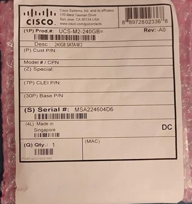Cisco UCS-M2-240GB SATA M.2 MICRON DRIVE MTFDDAV240TCB BRAND NEW- NEVER USED! - Image 1 of 3