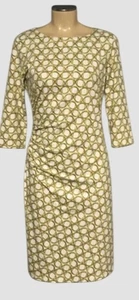 J McLAUGHLIN ~ 3/4-Ärmel seitlich gerafft U-Boot-Ausschnitt Catalina Stoff Größe Large Kleid - Bild 1 von 7