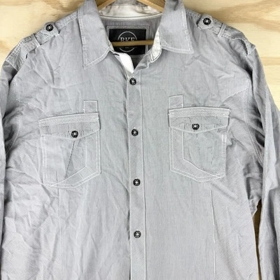 Camisa tejida con botones manga larga calce estándar BKE con hebilla para hombre talla 2XL gris Foto 1 de 4
