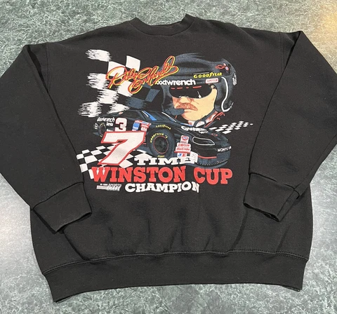 Vintage 1995 Dale Earnhardt Winston Cup Champ Black Graphic Sweatshirt Size XL Cover