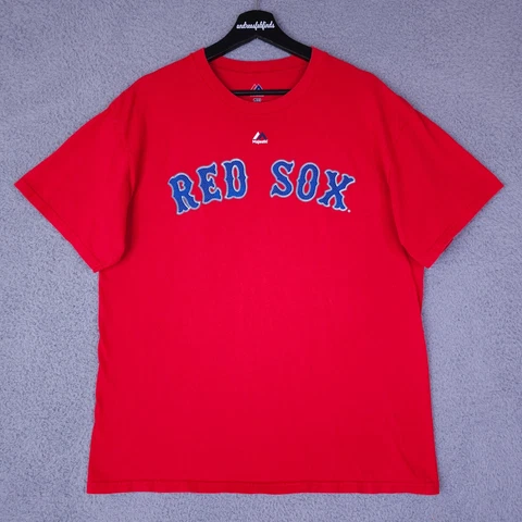 Boston Red Sox Mens Shirt Large Red David Ortiz #34 Jersey Tee MLB Majestic Cover