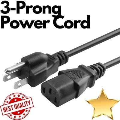 Dell Standard 6FT 3-Prong Genuine AC Power Cord for PS2 PS3 PC 05120P - Image 1 of 3