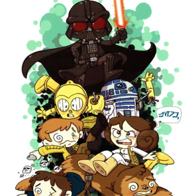 STAR WARS #15 Signed ART PRINT Variant Cover KATIE COOK Leia DARTH VADER R2-D2 - Image 1 of 2