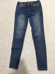 American Eagle Outfitters Jegging Womens 2 Long Med. Wash Pockets Stretch - Picture 1 of 9