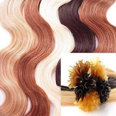 50 Strand U Nail Tip Pre Bonded Fusion Body Wave Wavy Remy Human Hair Extensions - Image 1 of 4