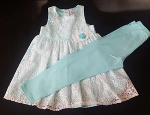 Goodlad Lt Blue/White Lacy Dress with Matching Leggings 2 Pieces Girl's Size 6 - Picture 1 of 8