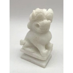 León asiático blanco Foo dog alabastro - Imagen 1 de 7