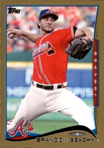 2014 Topps Brandon Beachy #d 601/2014 Gold Parallel Insert PWE Braves #454 - Imagen 1 de 2