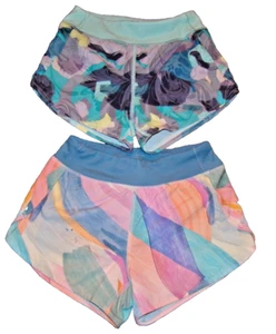 Lot of 2 ATHLETA GIRL Girls Size Small 7 RUN THE WORLD 3" Shorts Brief Lined P4 - Picture 1 of 10