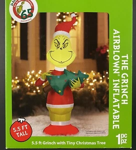 Nuevo The Grinch AirBlown 5,5 pies inflable con pequeño árbol de Navidad Dr Seuss - Imagen 1 de 6