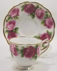 Royal Albert Old English Rose Light Brushed Gold Pointed Handle Cup and Saucer - Picture 1 of 2