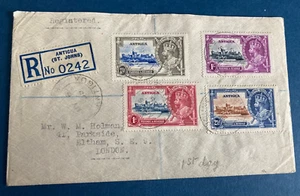 Postal History Antigua GV 1935 Silver Jubilee Reg FDC to Eltham, UK - Picture 1 of 1