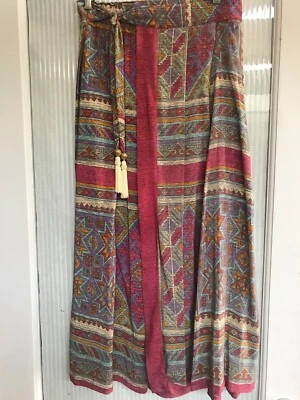 DE COLECCIÓN DIANE GILMAN Tapiz Estampado Seda Envoltura Falda Larga y Chaleco CONJUNTO Talla Mediana Foto 1 de 4