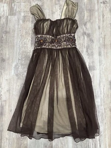 My Michelle Girls Dress Sz 7 Brown Layers Tie Back Formal Dance Prom - Picture 1 of 8