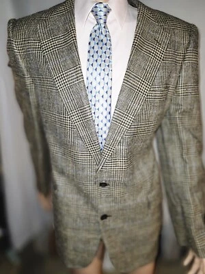 Mens Bachrach Silk Plaid Vintage Sports Coat Size 40 Regular - Image 1 of 3