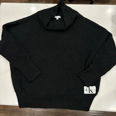 Suéter de cuello capucha negro grueso XL de Calvin Klein Jeans para mujer Foto 1 de 4