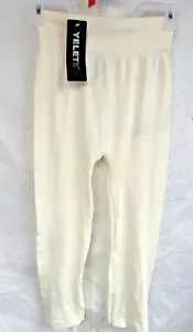 YELETE Women's One Size Leg Wear Capri Ivory Inseam 18.5" Leggings - Picture 1 of 4