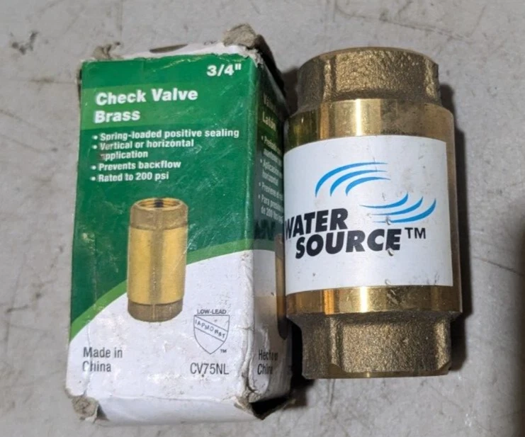 Water Source Brass Check Valve 3/4" 200psi CV75NL - Image 1 of 1