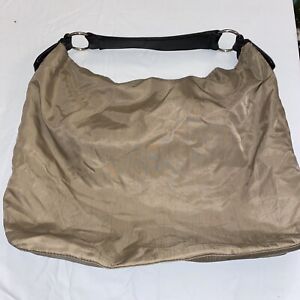 Hobo The Original Oversized Beige Light Brown Nylon Shoulder Tote Bag Straps Zip