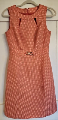 Coral con Lunares Blancos Imitación Oro Cinturón Hasta la Rodilla Chelsea Rosa Talla 4 Forrado Foto 1 de 4