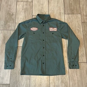 Friday the 13th Jason Voorhees Camp Crystal Lake Green Button Up Shirt Sz Small - Picture 1 of 8
