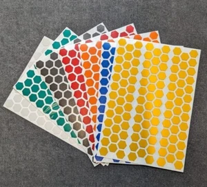 REFLECTIVE SMALL HEXAGON STICKERS - A5 SHEET - CHOOSE YOUR COLOUR - Picture 1 of 8